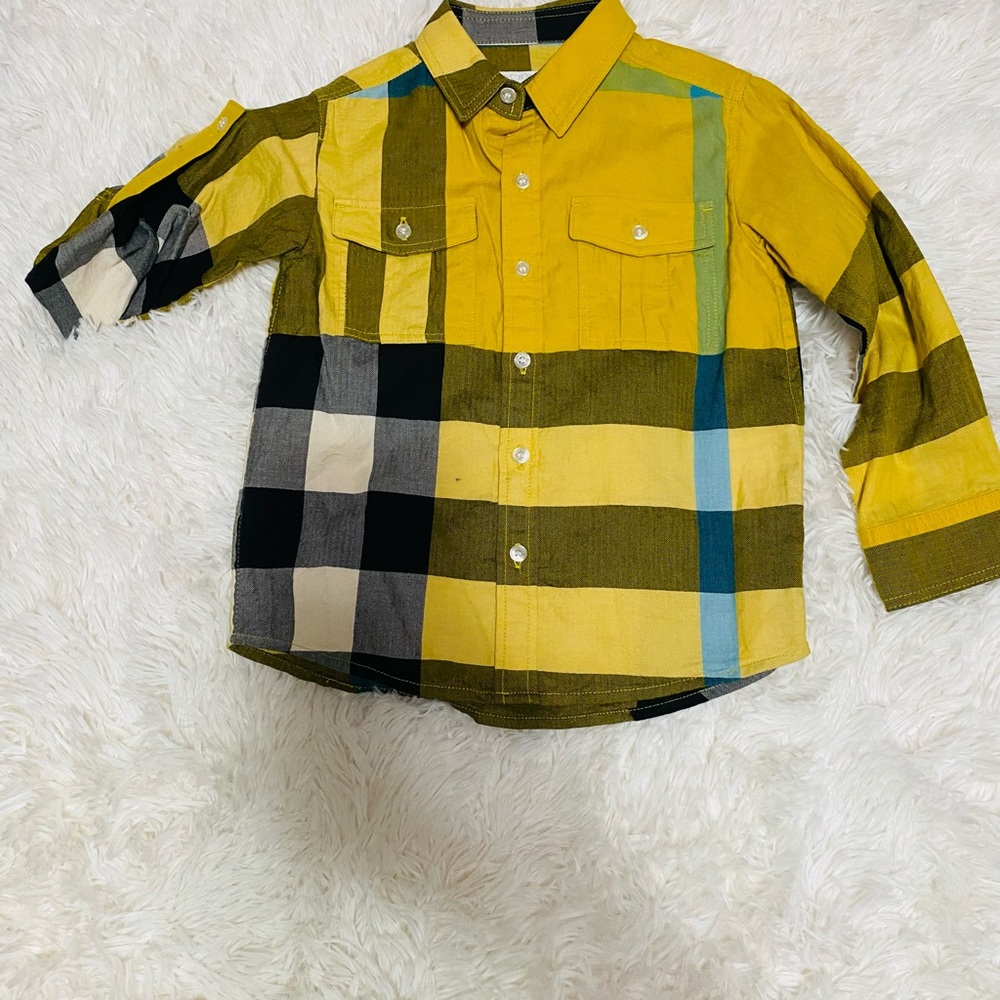 Burberry Kids Yellow Plaid Shirt